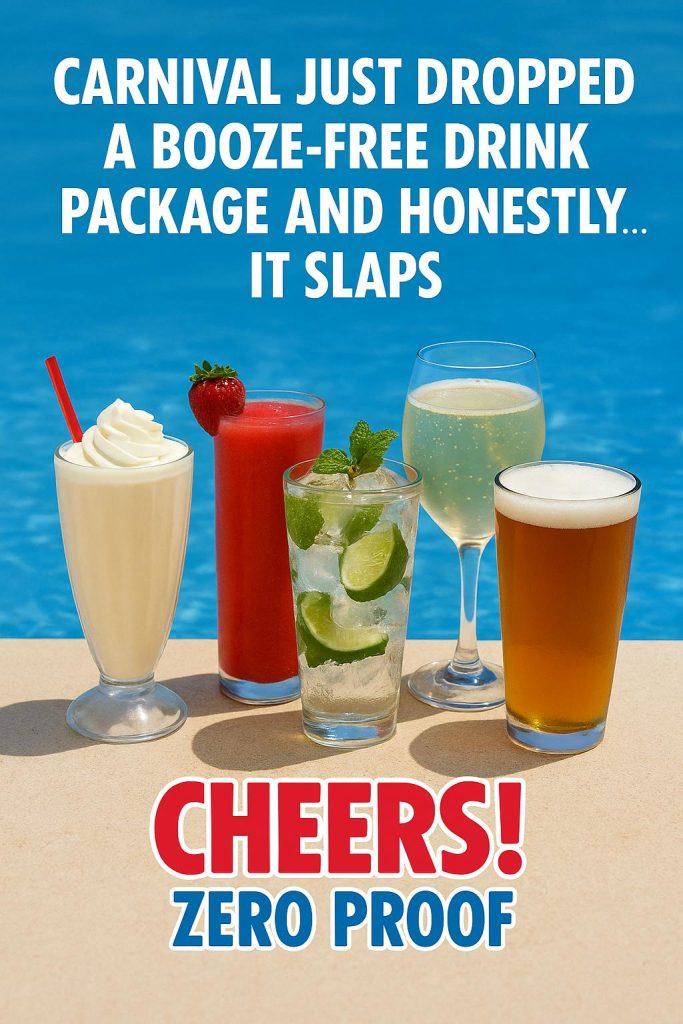 Poster for Carnival's new Cheers! Zero Proof Non-alcoholic Drink package